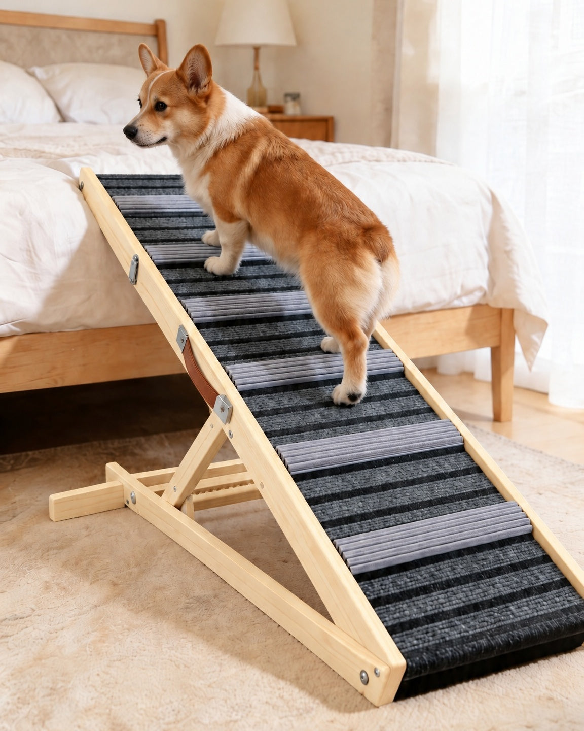 Caninify Orthopedic Dog Ramp — Adjustable Height for Bed & Couch